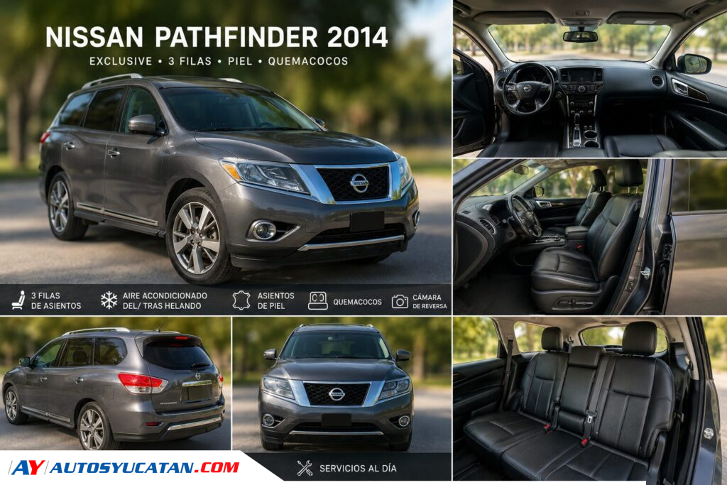 Nissan Pathfinder 2014 Exclusive QC Piel 3 Filas Súper Cuidada